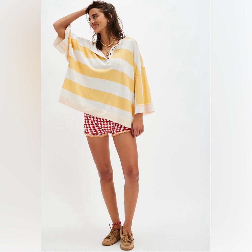 We The Free Yellow and White Striped Tunic